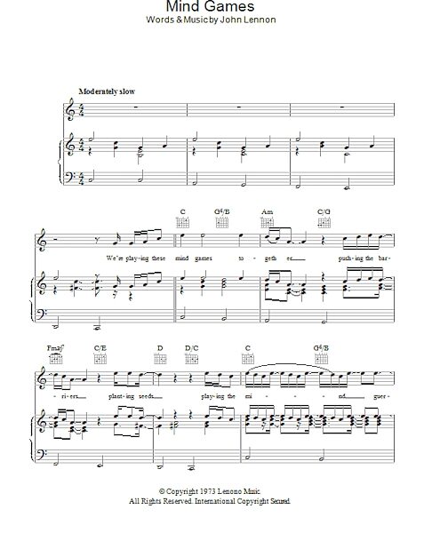open zoom image for Mind Games - Piano/Vocal/Guitar, New, Main