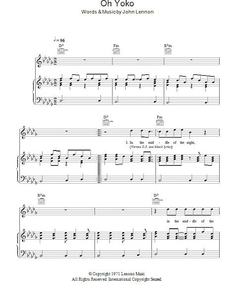open zoom image for Oh Yoko - Piano/Vocal/Guitar, New, Main