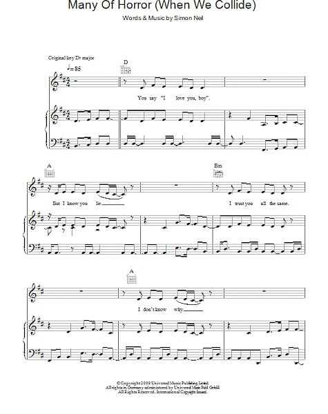 open zoom image for Many Of Horror (When We Collide) - Piano/Vocal/Guitar, New, Main