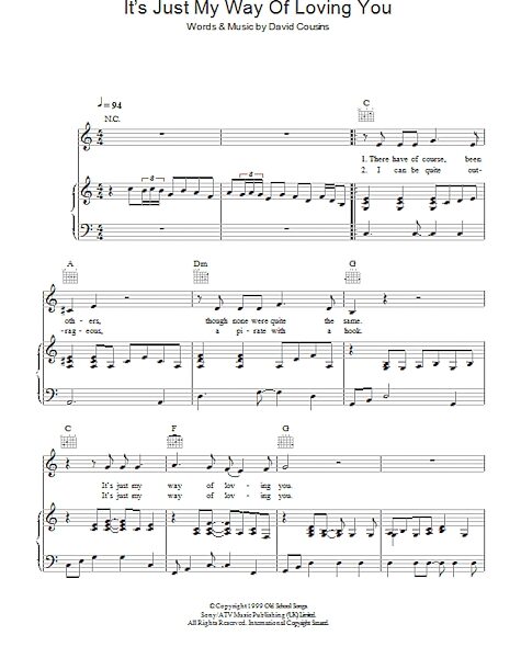 open zoom image for It's Just My Way Of (Loving You) - Piano/Vocal/Guitar, New, Main