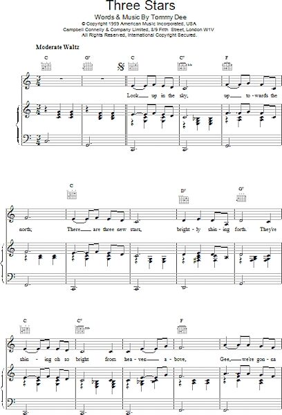 open zoom image for Three Stars - Piano/Vocal/Guitar, New, Main