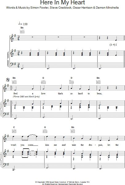 open zoom image for Here In My Heart - Piano/Vocal/Guitar, New, Main