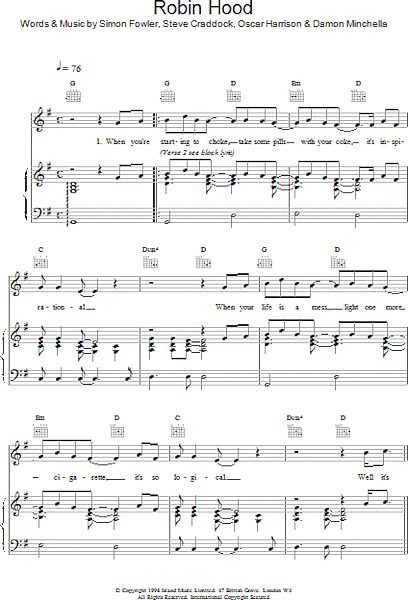 open zoom image for Robin Hood - Piano/Vocal/Guitar, New, Main