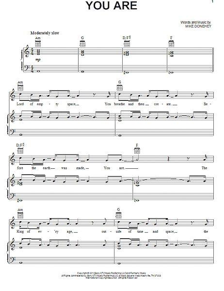 open zoom image for You Are - Piano/Vocal/Guitar, New, Main