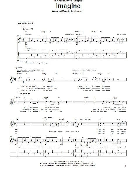 open zoom image for Imagine - Guitar TAB, New, Main