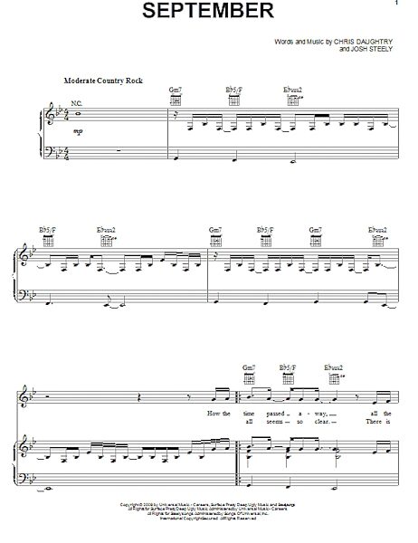 open zoom image for September - Piano/Vocal/Guitar, New, Main