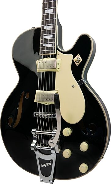open zoom image for Silvertone 1446 Electric Guitar with Bigsby Tremolo, Black, Detail Body