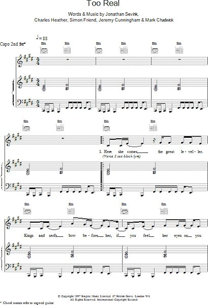 open zoom image for Too Real - Piano/Vocal/Guitar, New, Main