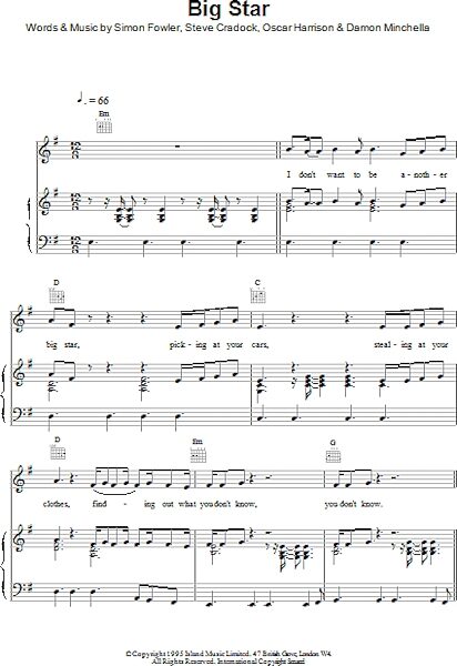 open zoom image for Big Star - Piano/Vocal/Guitar, New, Main