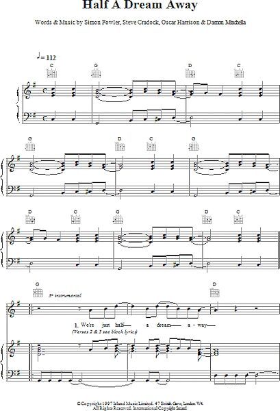 open zoom image for Half A Dream Away - Piano/Vocal/Guitar, New, Main