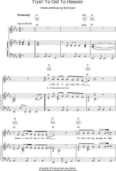 open zoom image for Tryin'To Get To Heaven - Piano/Vocal/Guitar, New, Main