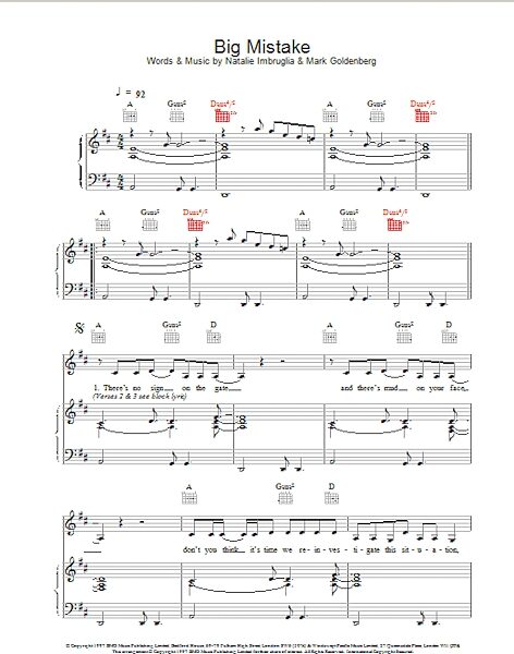 open zoom image for Big Mistake - Piano/Vocal/Guitar, New, Main
