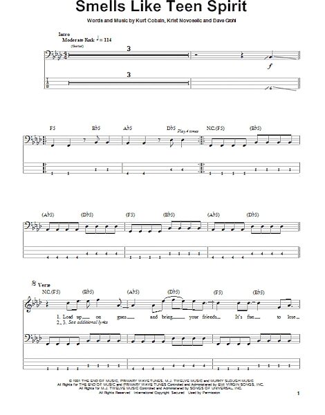 open zoom image for Smells Like Teen Spirit - Bass Tab, New, Main