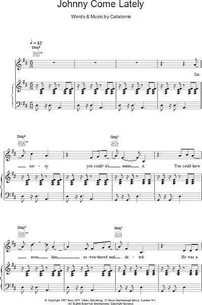 open zoom image for Johnny Come Lately - Piano/Vocal/Guitar, New, Main