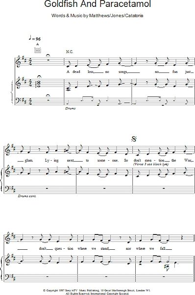 open zoom image for Goldfish And Paracetamol - Piano/Vocal/Guitar, New, Main