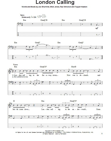 open zoom image for London Calling - Bass Tab, New, Main