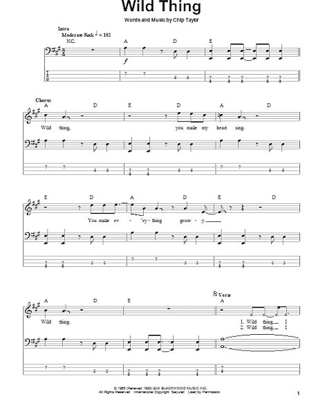 open zoom image for Wild Thing - Bass Tab, New, Main