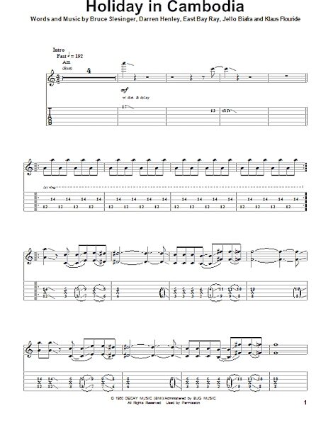 open zoom image for Holiday In Cambodia - Guitar Tab Play-Along, New, Main