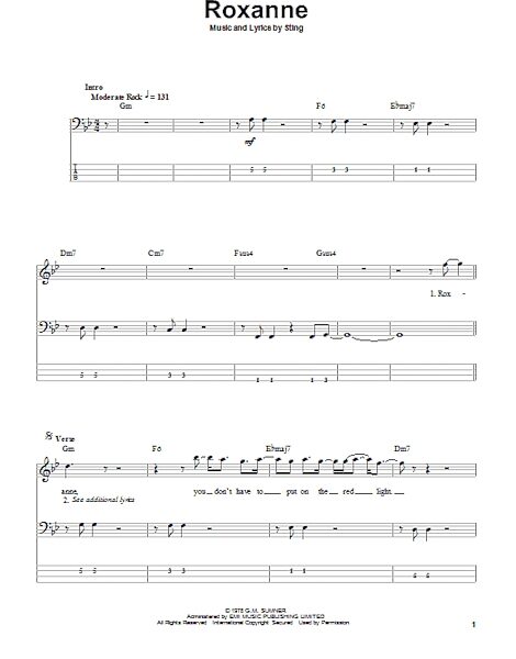 open zoom image for Roxanne - Bass Tab, New, Main