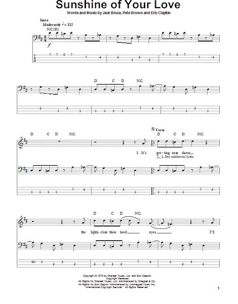 open zoom image for Sunshine Of Your Love - Bass Tab, New, Main