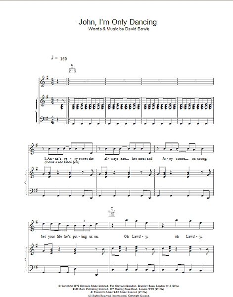 open zoom image for John, I'm Only Dancing - Piano/Vocal/Guitar, New, Main