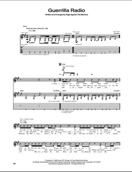 open zoom image for Guerrilla Radio - Guitar TAB, New, Main