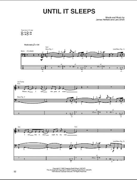 open zoom image for Until It Sleeps - Bass Tab, New, Main