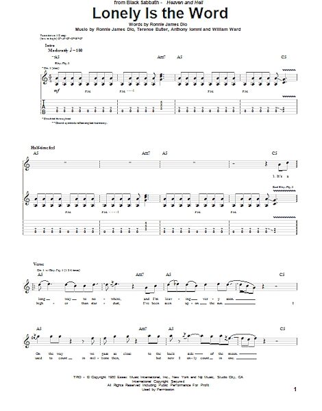 open zoom image for Lonely Is The Word - Guitar TAB, New, Main