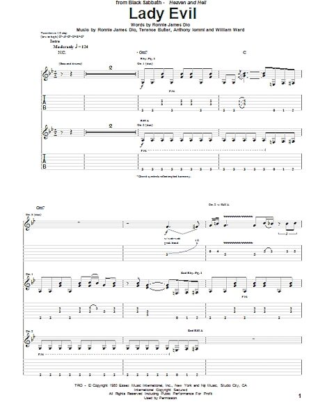 open zoom image for Lady Evil - Guitar TAB, New, Main