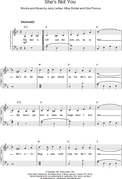 open zoom image for She's Not You - Easy Piano, New, Main