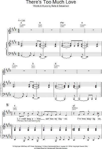 open zoom image for There's Too Much Love - Piano/Vocal/Guitar, New, Main