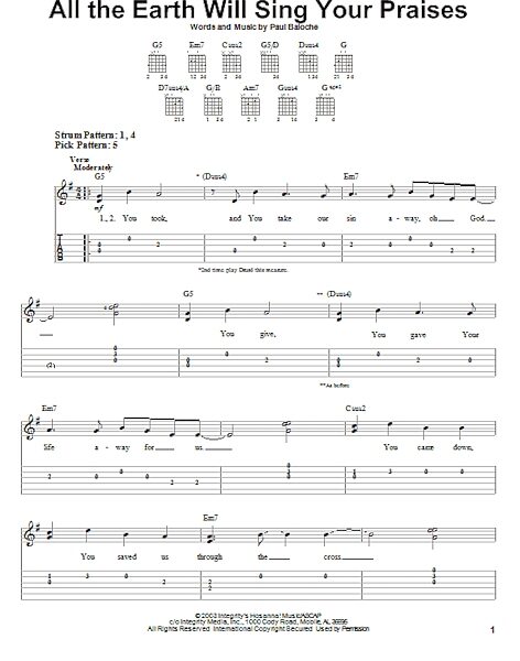 open zoom image for All The Earth Will Sing Your Praises - Easy Guitar with TAB, New, Main