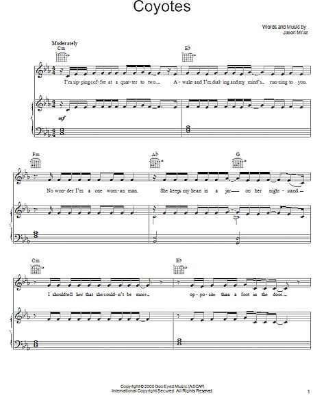 open zoom image for Coyotes - Piano/Vocal/Guitar, New, Main
