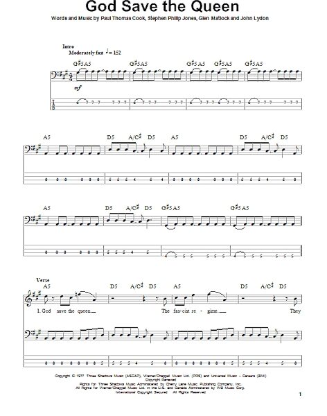 open zoom image for God Save The Queen - Bass Tab, New, Main
