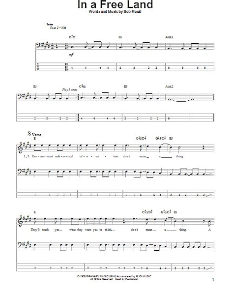 open zoom image for In A Free Land - Bass Tab, New, Main