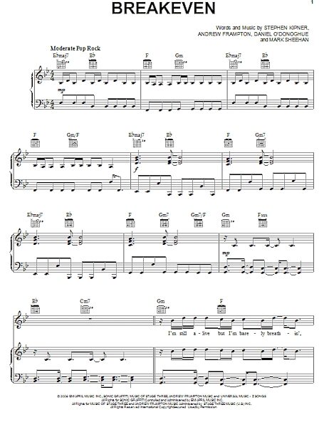 open zoom image for Breakeven - Piano/Vocal/Guitar, New, Main