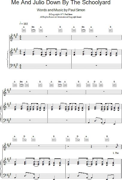 open zoom image for Me And Julio Down By The Schoolyard - Piano/Vocal/Guitar, New, Main
