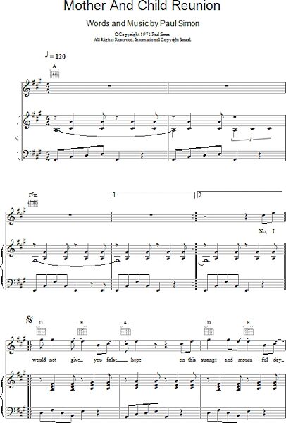 open zoom image for Mother And Child Reunion - Piano/Vocal/Guitar, New, Main