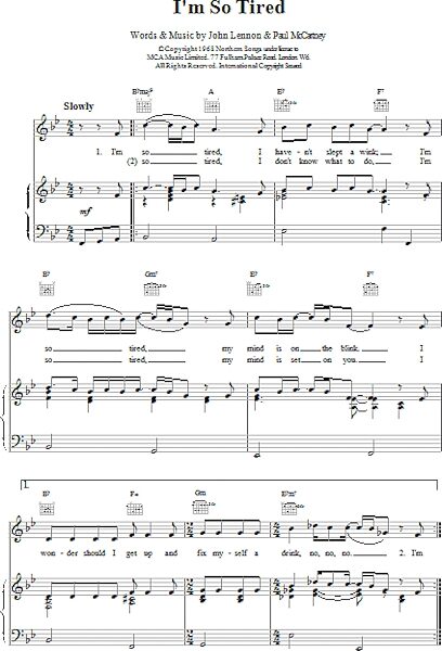 open zoom image for I'm So Tired - Piano/Vocal/Guitar, New, Main