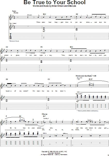 open zoom image for Be True To Your School - Guitar TAB, New, Main