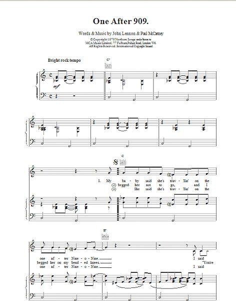 open zoom image for One After 909 - Piano/Vocal/Guitar, New, Main