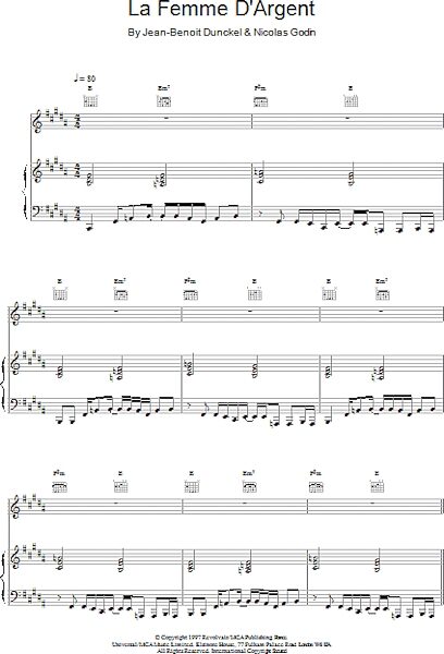 open zoom image for La Femme D'Argent - Piano/Vocal/Guitar, New, Main