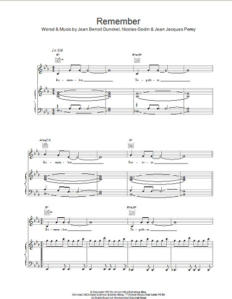 open zoom image for Remember - Piano/Vocal/Guitar, New, Main