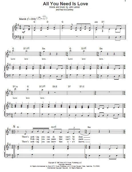 open zoom image for All You Need Is Love - Piano Vocal, New, Main
