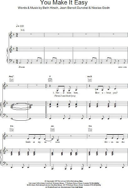 open zoom image for You Make It Easy - Piano/Vocal/Guitar, New, Main