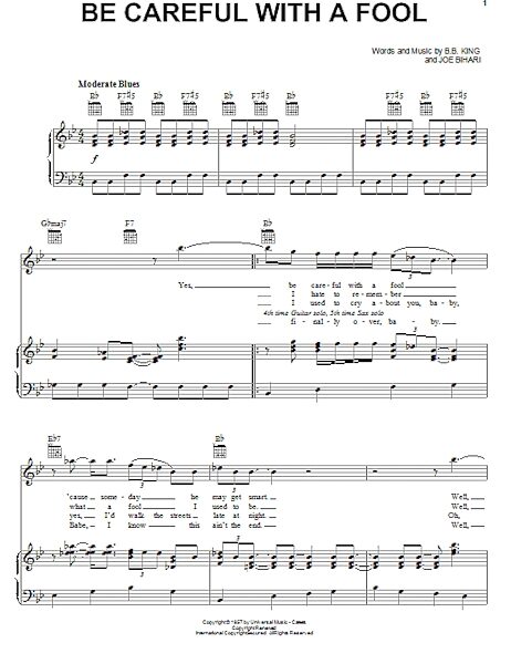 open zoom image for Be Careful With A Fool - Piano/Vocal/Guitar, New, Main