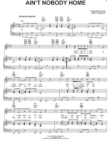 open zoom image for Ain't Nobody Home - Piano/Vocal/Guitar, New, Main