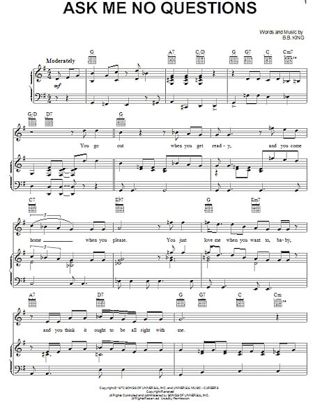 open zoom image for Ask Me No Questions - Piano/Vocal/Guitar, New, Main