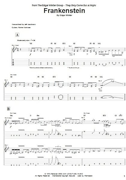 open zoom image for Frankenstein - Guitar TAB, New, Main