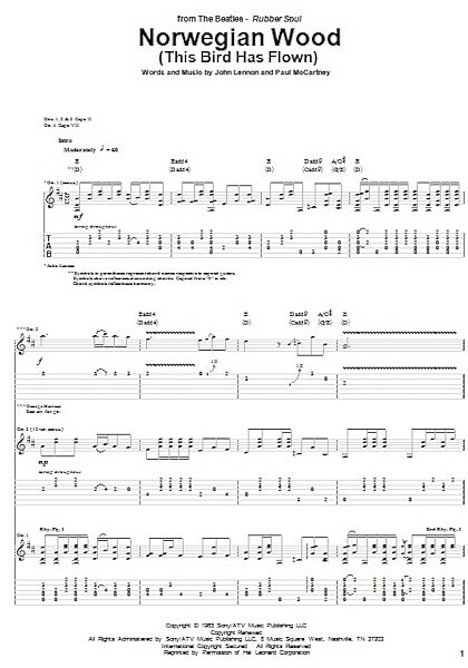 open zoom image for Norwegian Wood (This Bird Has Flown) - Guitar TAB, New, Main